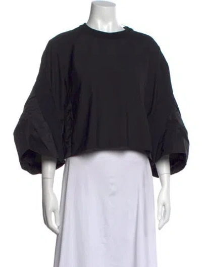 Pre-owned Sacai Crew Neck Short Sleeve Crop Top In Black