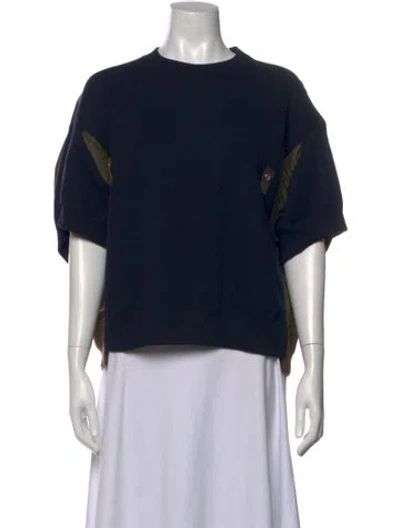 Pre-owned Sacai Crew Neck Short Sleeve Sweatshirt In Blue