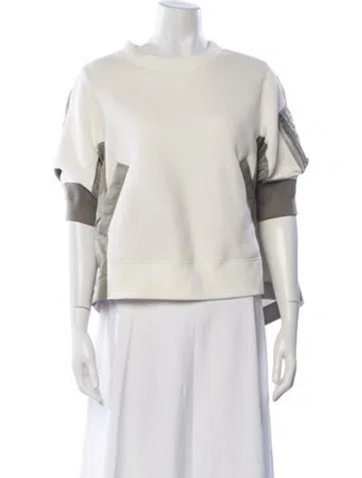 Pre-owned Sacai Crew Neck Short Sleeve Sweatshirt In White