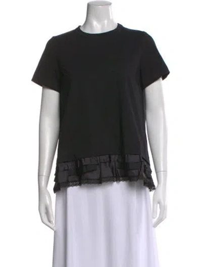 Pre-owned Sacai Crew Neck Short Sleeve Top In Black