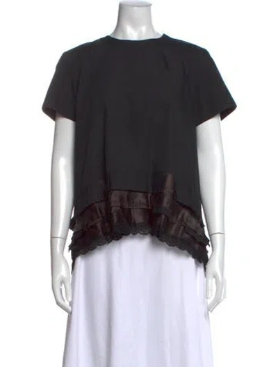 Pre-owned Sacai Crew Neck Short Sleeve Top In Black