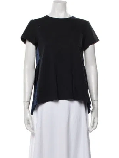 Pre-owned Sacai Crew Neck Short Sleeve Top In Blue