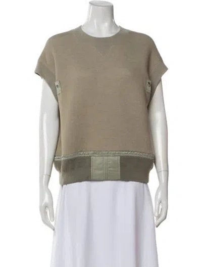 Pre-owned Sacai Crew Neck Short Sleeve Top In Green