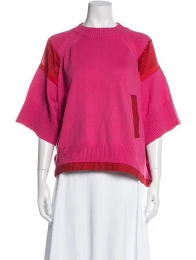 Pre-owned Sacai Crew Neck Short Sleeve Top In Pink