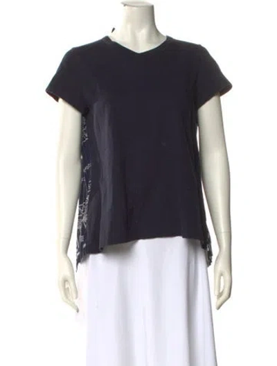 Pre-owned Sacai Crew Neck Short Sleeve T-shirt In Blue