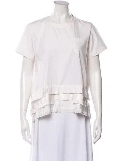Pre-owned Sacai Crew Neck Short Sleeve T-shirt In White
