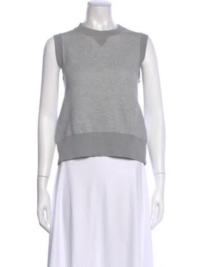Pre-owned Sacai Crew Neck Sleeveless Sweatshirt In Gray
