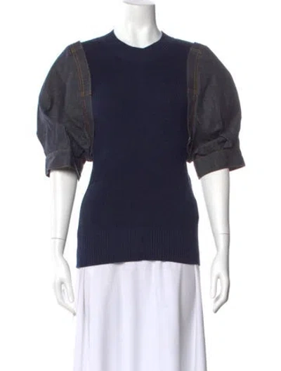 Pre-owned Sacai Crew Neck Sweater In Blue