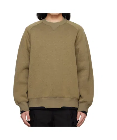 Sacai Crew Neck Sweatshirt In Brown