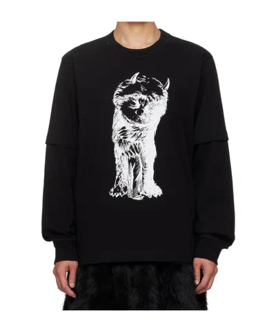 Sacai Crew Neck T-shirt In Black
