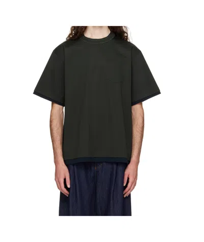 Sacai Crew Neck T-shirt In Black