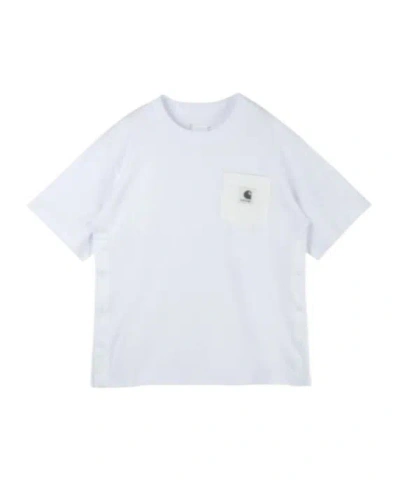 Sacai Carhartt Wip Cotton Jersey Pocket T-shirt In White