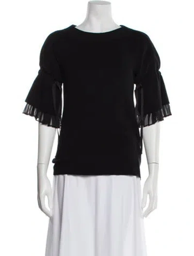 Pre-owned Sacai Crew Neck Three-quarter Sleeve Top In Blue