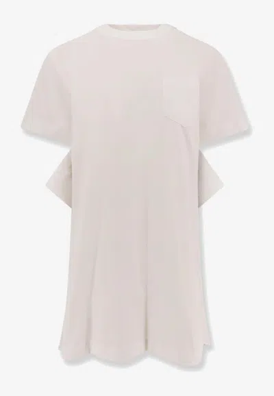 Sacai Crewneck Mini Dress In Neutral