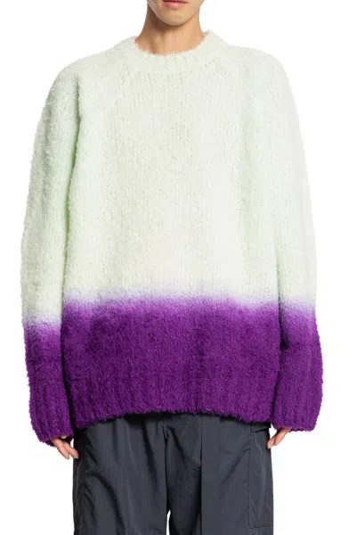 Sacai Dégradé Sweater Knitwear Green In Multicolor