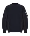 Sacai Cotton Blend Sweatshirt With Nylon Details Applied In Black