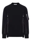 Sacai Sponge Mixed Media Sweatshirt In Black