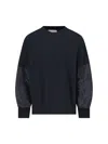 Sacai Twill X Sponge Sweat Pullover In Black  
