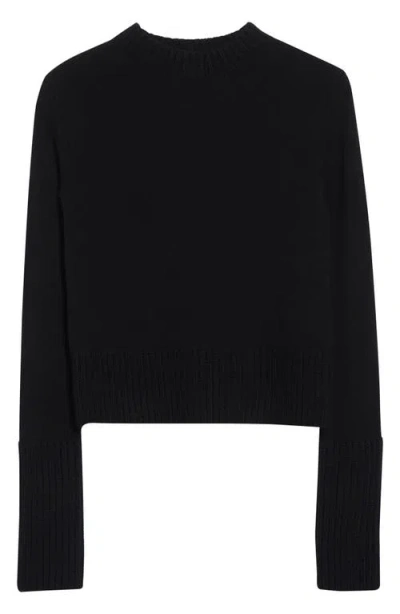 Sacai Crewneck Wool Sweater In Black