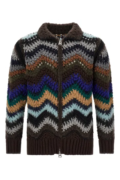 Sacai Crochet Cardigan In Multi