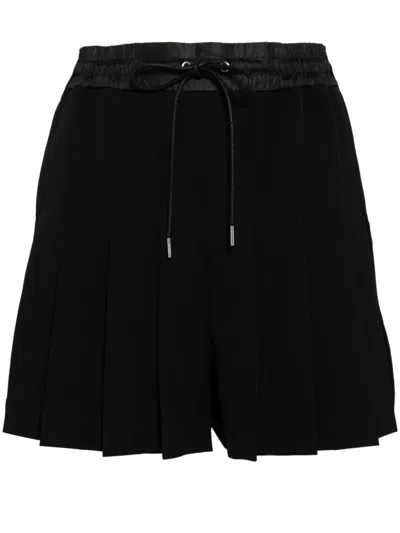 Sacai Drawstring-waist Tailored Shorts In Blue