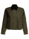 Sacai Grosgrain Twill Cropped Jacket In Green