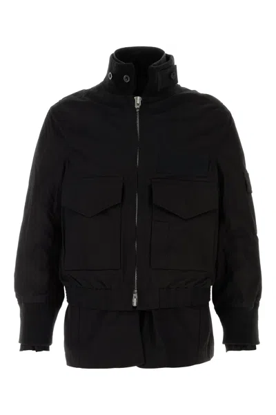 Sacai Crop Zip Jacket With Shirt In Black