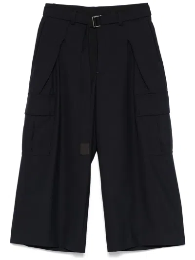 Sacai Cropped Cargo Pants In 蓝色