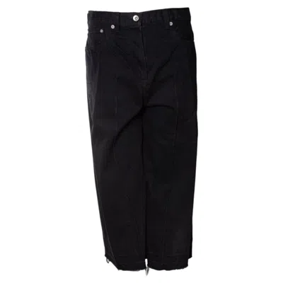 Pre-owned Sacai , Cropped Flared Jeans With Raw Edges In Black