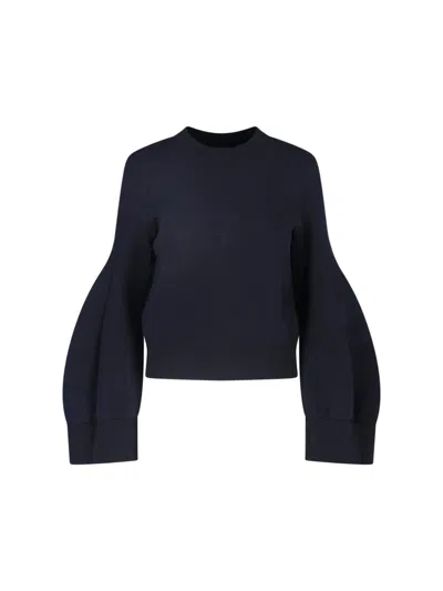 Sacai Cropped Mock Neck Sweatshirt In Black