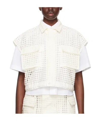 Sacai Off-white Sheer Shirt In 151 Off White