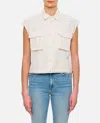Sacai Cropped Shirt With Patch Pockets And Adjustable Drawstring In White