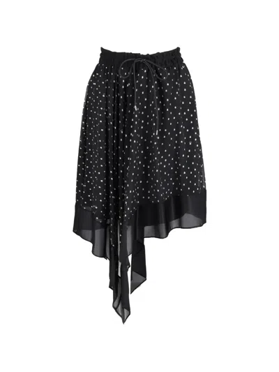 Pre-owned Sacai Crystal-embellishment Mini Skirt In Black