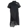 Sacai Cutout Embroidered Midi Shirt Dress In Black Cotton In Black