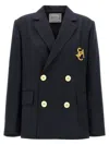 Sacai Dark Blue Logo Embroidery Blazer In Dark Blue