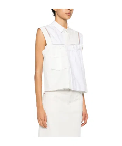 Sacai Deconstructed Asymmetric Top In White