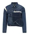 Sacai Patchwork-design Denim Jacket In Blue