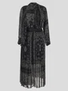 Sacai Deconstructed Pleated Midi Dress In Navy
