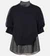 Sacai Denim And Cotton-blend Sweater In Blau