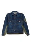 Sacai Denim & Nylon Twill Jacket In Blue