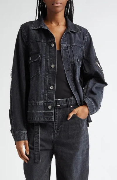 SACAI SACAI DENIM & NYLON TWILL JACKET