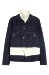 Sacai 레이어드 디자인 언피니시드 컷 재킷 In Blue