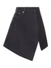 Sacai Asymmetrical Denim And Wool Mini Skirt In Black