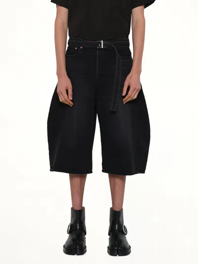 Sacai Denim Bermuda In Black