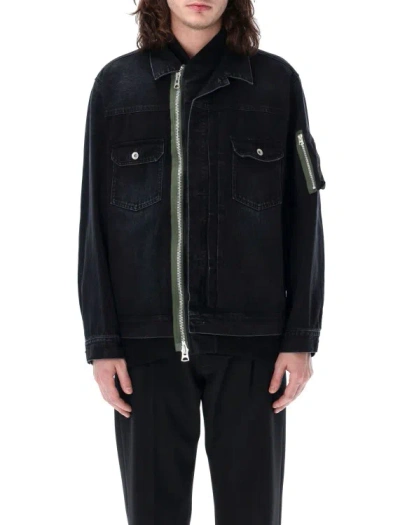 Sacai Denim Blouson In Black