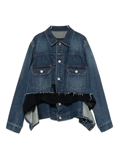 Sacai Denim Cotton Jacket In Blue
