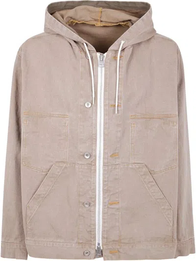Sacai Denim Hoodie In Neutral