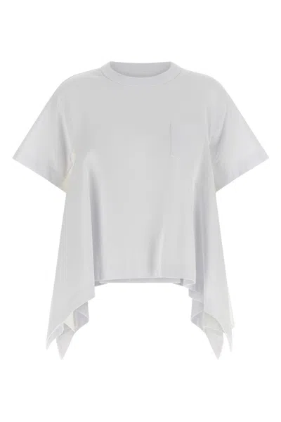 Sacai Denim Insert T-shirt In White
