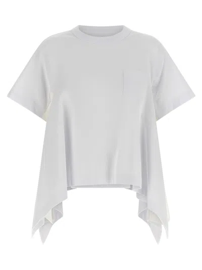 Sacai Light Weight Denim X Cotton Jersey T-shirt In White