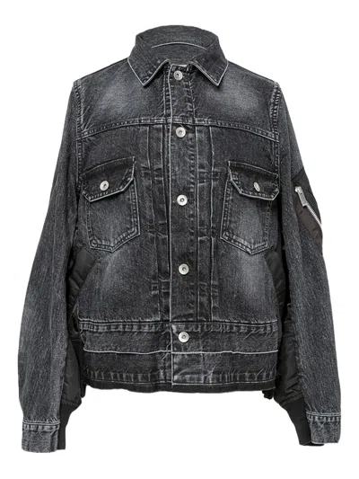 Sacai Denim Jacket In Black